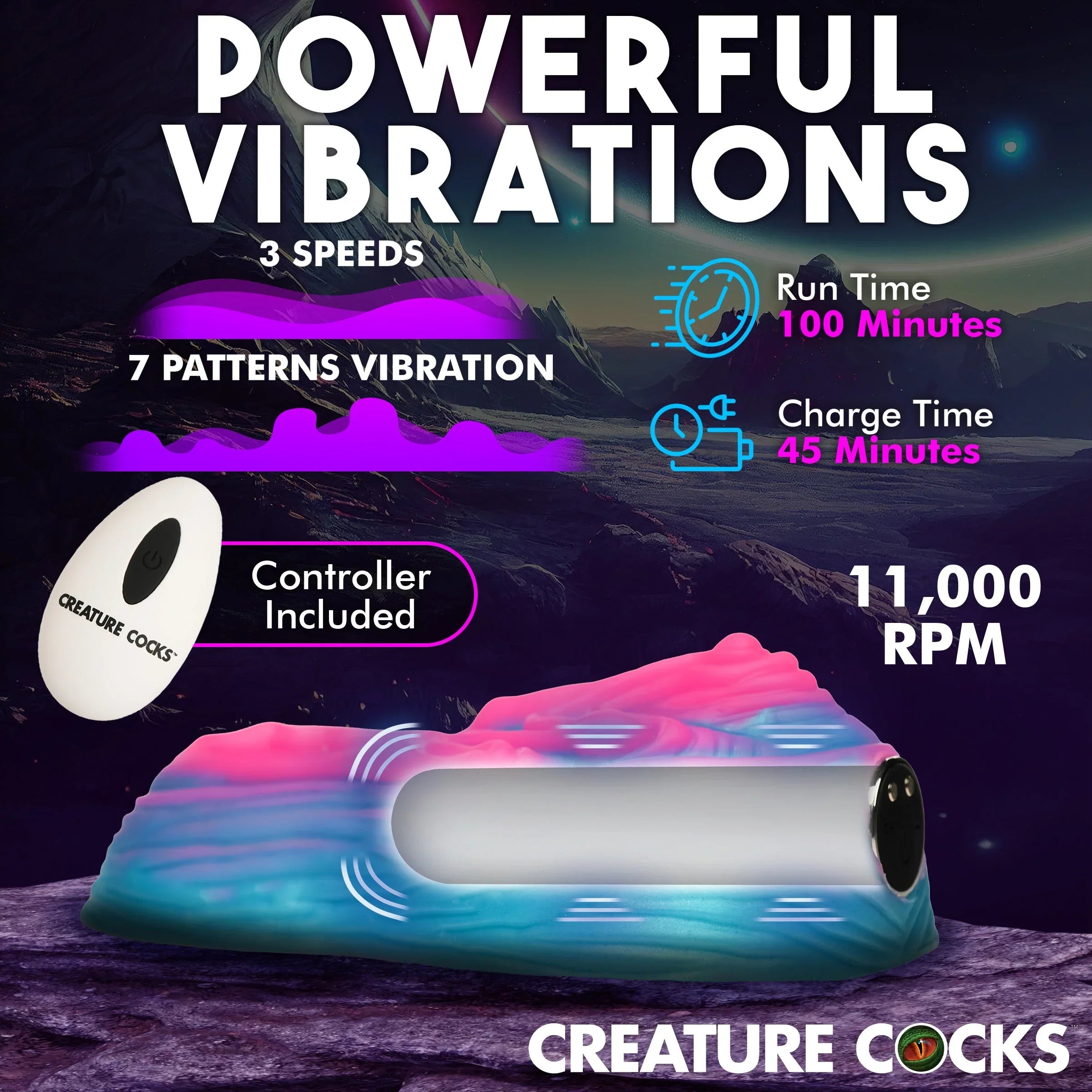 Creature Cocks Vulvaron – 10X Vibrating Silicone Grinder with Remote-Controlled Vibrator > Vibrators > Vibrating Pads
