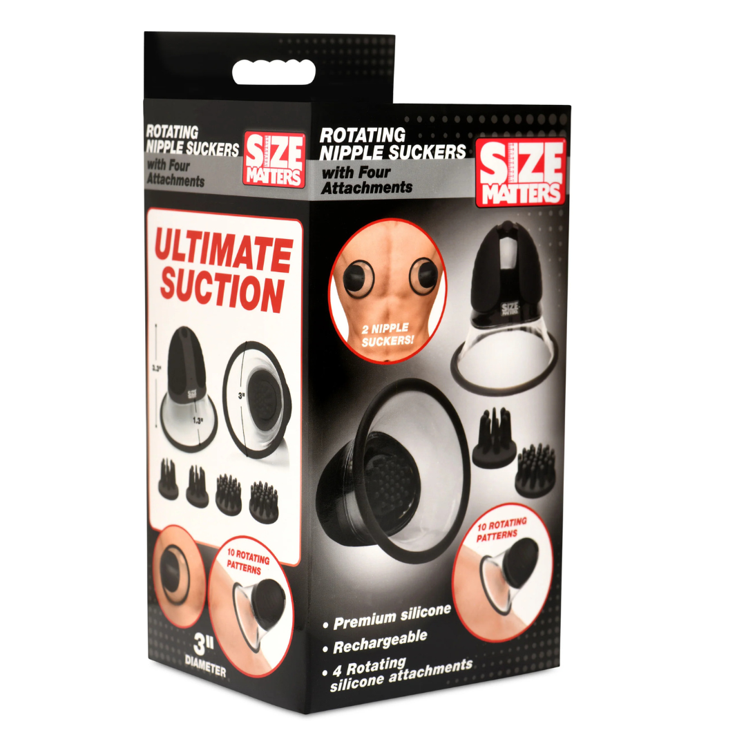 Size Matters 10X Rotating Silicone Nipple Suckers with Attachments – Hands-Free Nipple Stimulator Default Title > Sex Toys > Nipple Suckers Main image