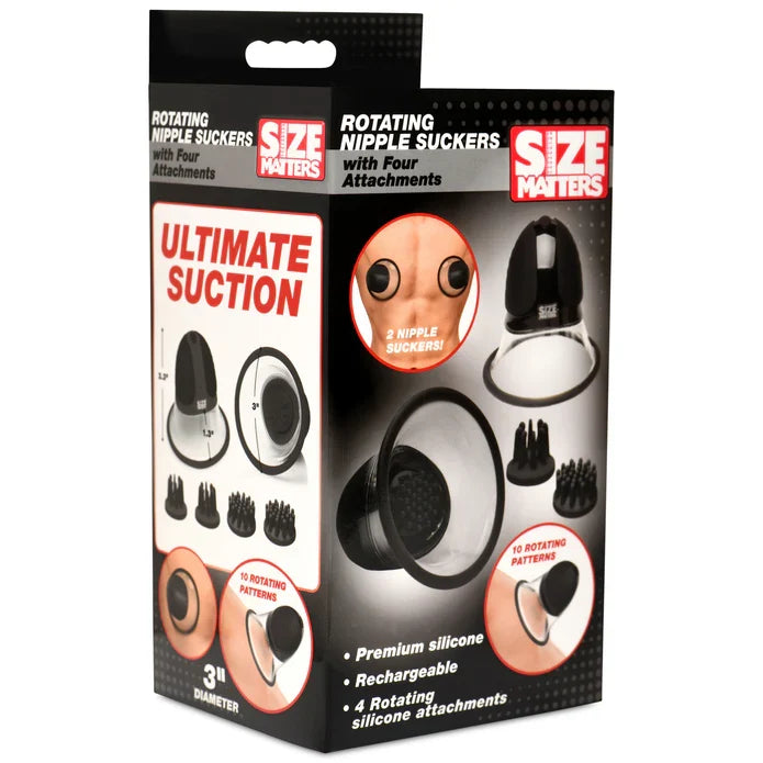 Size Matters 10X Rotating Silicone Nipple Suckers with Attachments – Hands-Free Nipple Stimulator > Sex Toys > Nipple Suckers