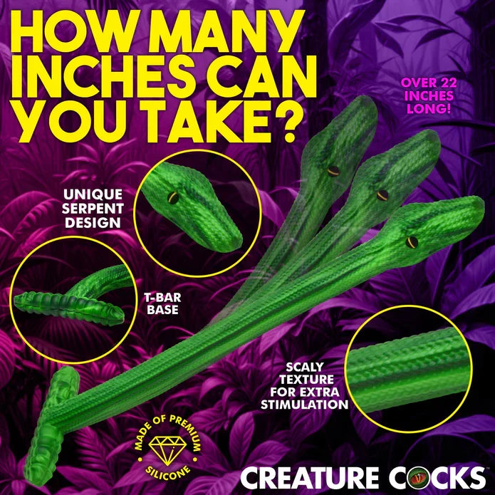 Creature Cocks Slither (Bright Green) 22 Inch Silicone Dildo > Dildos > Fantasy
