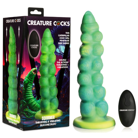 Creature Cocks Squirmer 22.3 Centimeter USB Rechargeable Thrusting Fantasy Dildo Green DONGS Thrusting