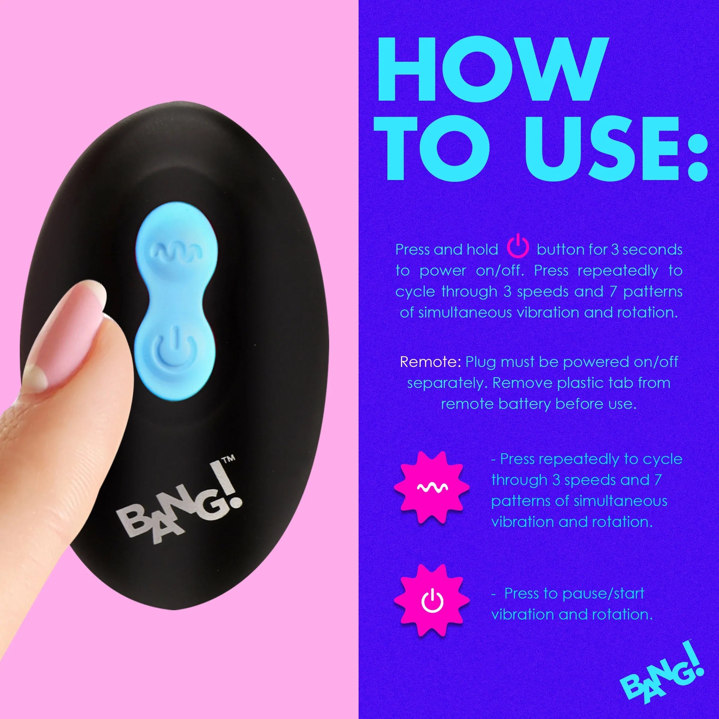 Bang 10X Rotating and Vibrating Silicone Butt Plug with Remote Control > Anal Range > Vibrating Butt Plugs
