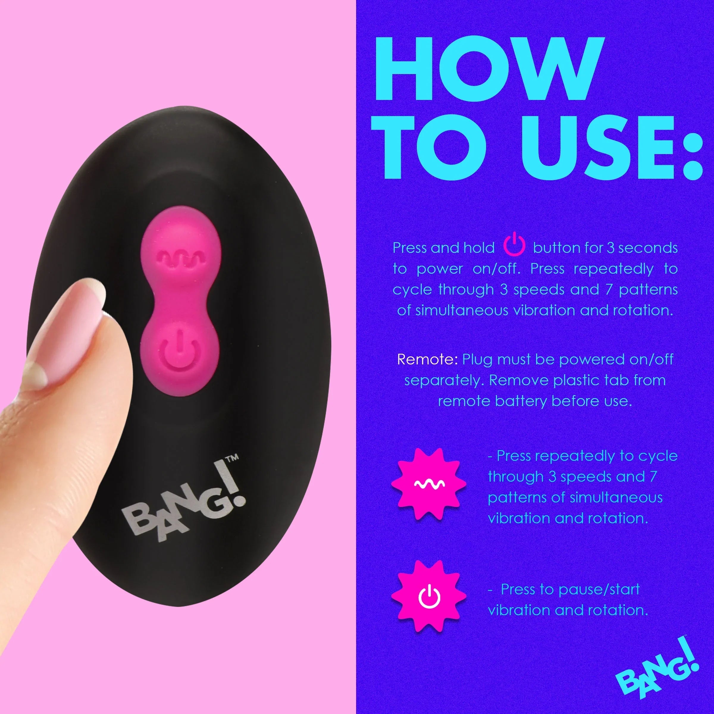 Bang 10X Rotating and Vibrating Silicone Butt Plug with Remote Control > Anal Range > Vibrating Butt Plugs