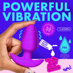 XR Brands | BANG! 10X Rotating & Vibrating Silicone Butt Plug w/ Remote - Purple