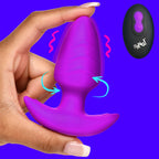 XR Brands | BANG! 10X Rotating & Vibrating Silicone Butt Plug w/ Remote - Purple