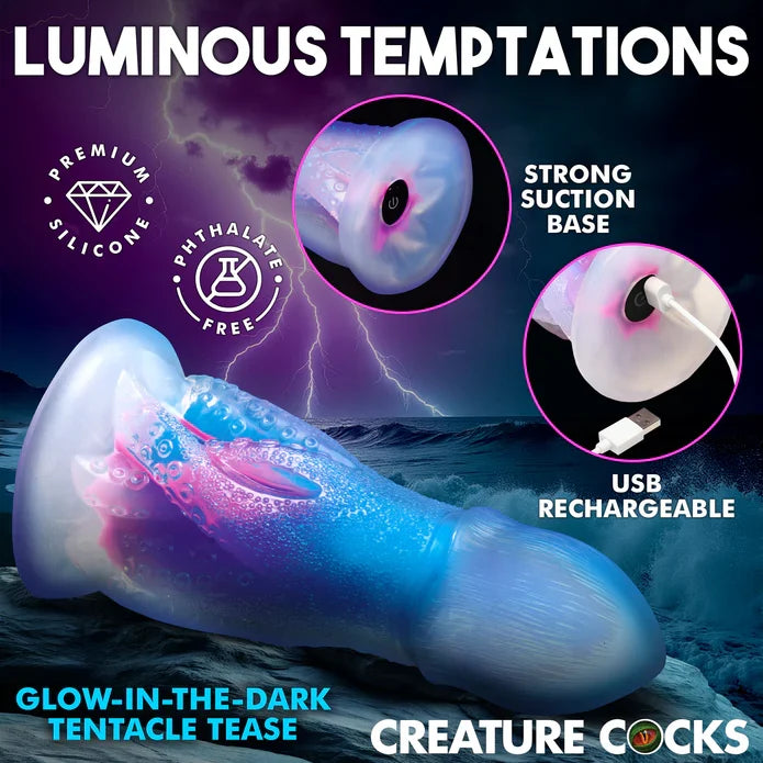 Creature Cocks Cocktopus Deluxe 2-3" Glow-in-the-Dark Vibrating Silicone Dildo > Dildos > Fantasy