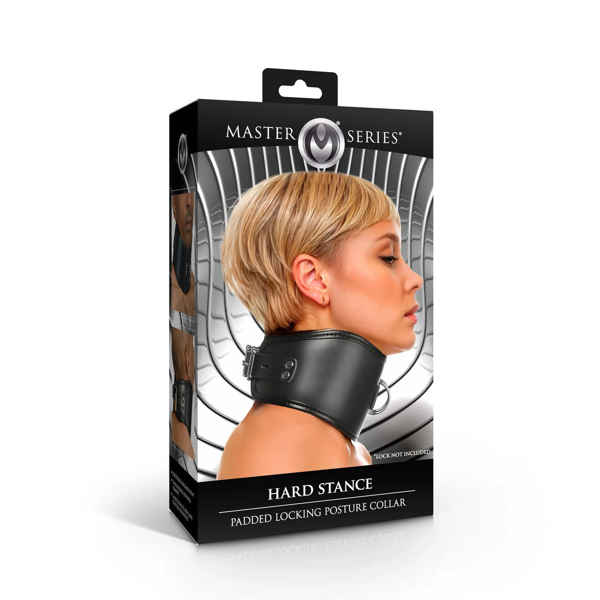 Master Series Hard Stance Padded Locking Posture Collar – Vegan Leather Collar > Bondage Gear > Collars & Leashes