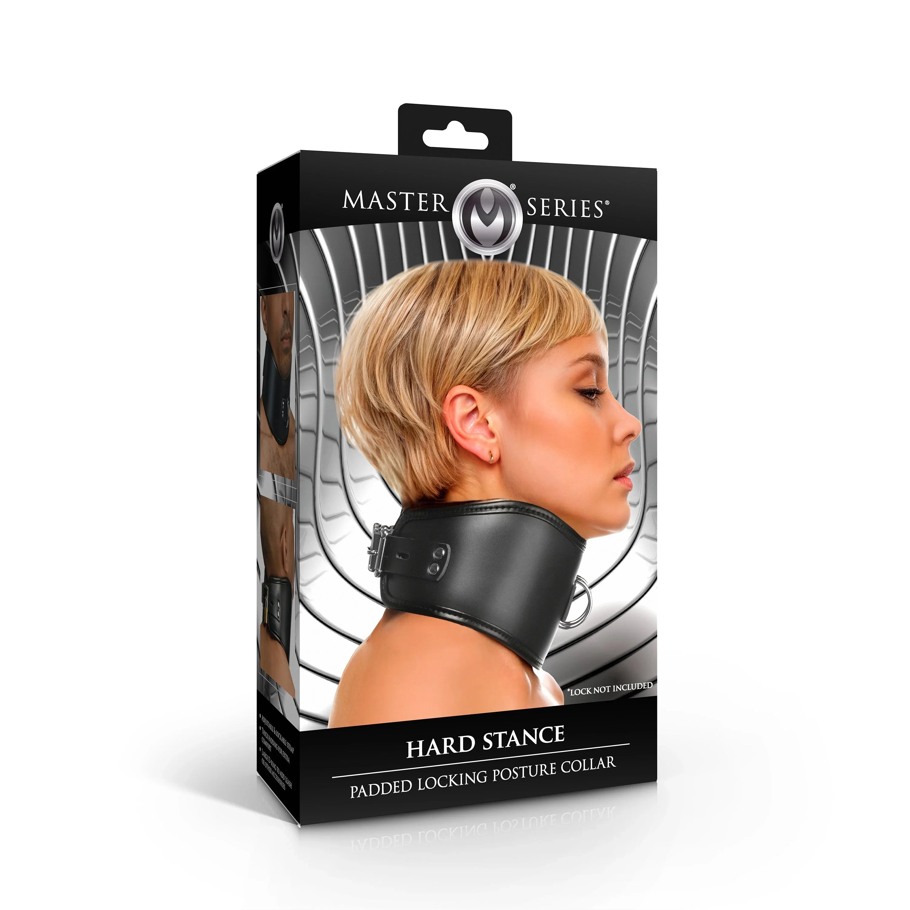 Master Series Hard Stance Padded Locking Posture Collar – Vegan Leather Collar > Bondage Gear > Collars & Leashes