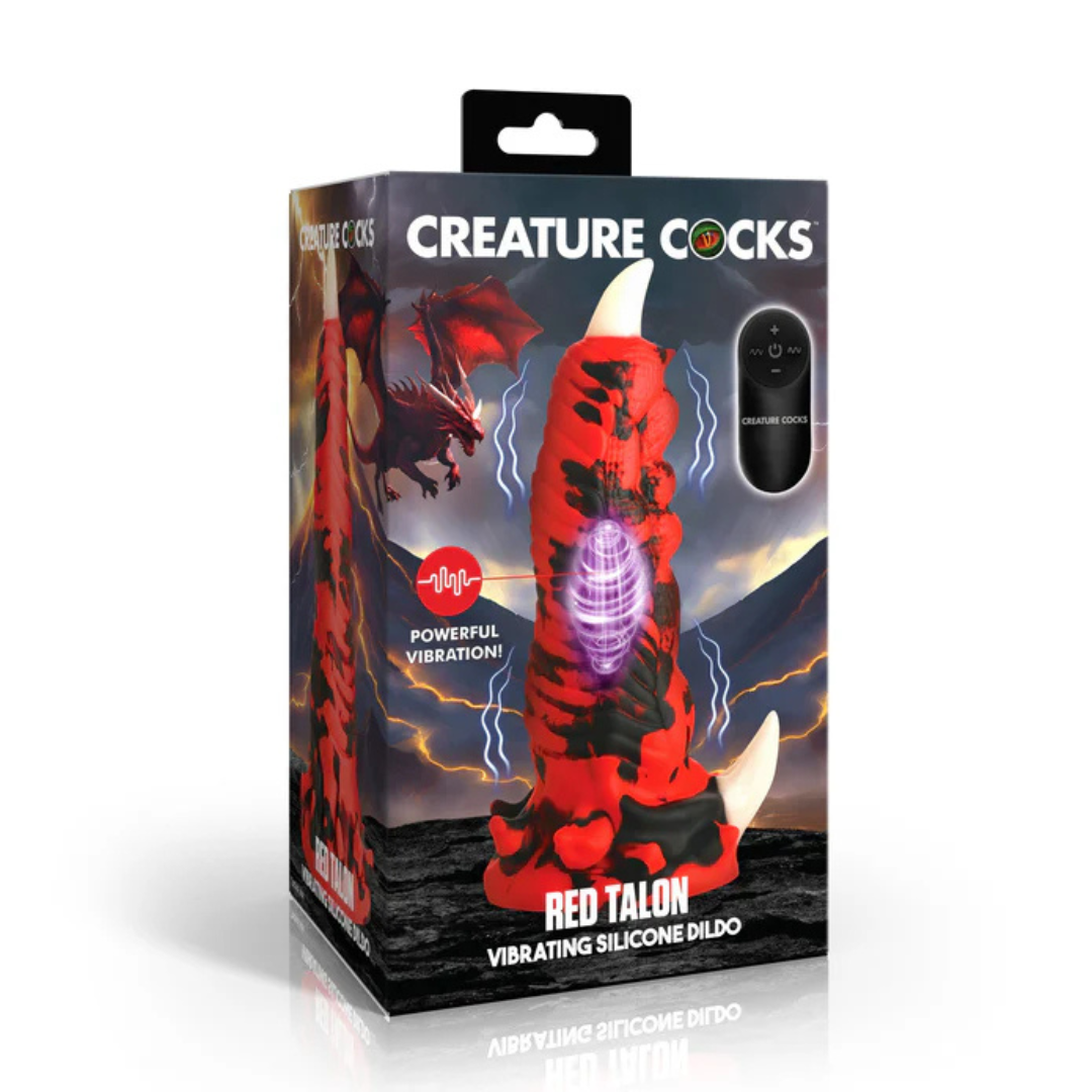 Creature Cocks Red Talon (Red/Black) – Textured Vibrating 7.1" Silicone Dildo Default Title > Dildos > Fantasy