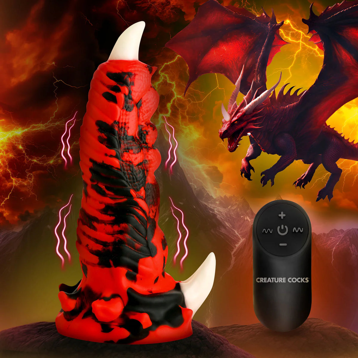 Creature Cocks Red Talon (Red/Black) – Textured Vibrating 7.1" Silicone Dildo > Dildos > Fantasy