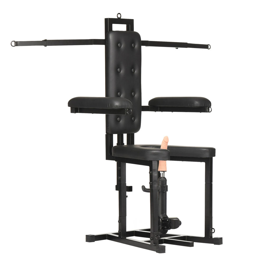 Master Series Enforcer Chair with Deluxe Sex Machine and Restraint System Black MACHINES