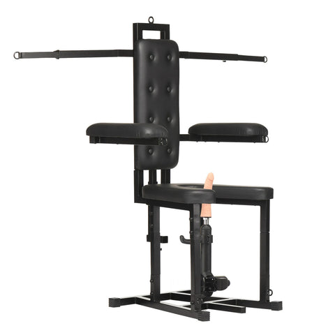Master Series Enforcer Chair with Deluxe Sex Machine and Restraint System Black MACHINES