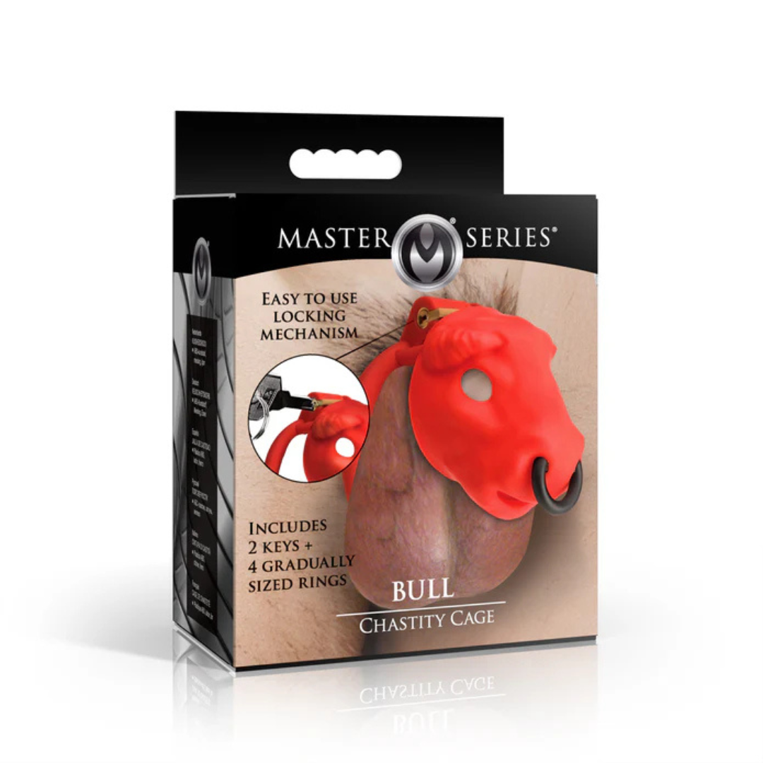 Master Series Bull Chastity Cage (Red) – Body-Safe Chastity Device Default Title > Bondage Gear > Male Chastity Main image