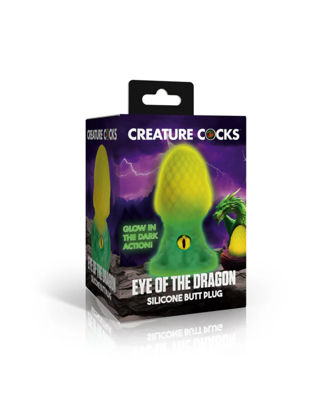 Eye of the Dragon 4.61" Silicone Butt Plug in Green by Creature Cocks Secondary image