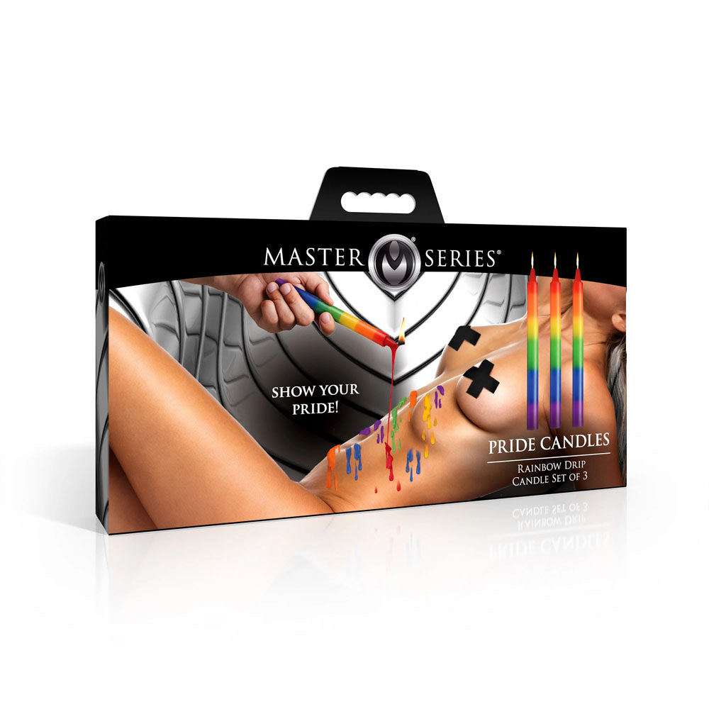 Master Series Pride Rainbow Drip Candles Set of 3 Coloured Drip Candles