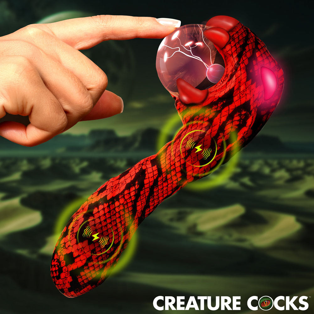 Creature Cocks Cobra (Black and Red) – USB Rechargeable 18.5 cm Fantasy Vibrator Secondary image
