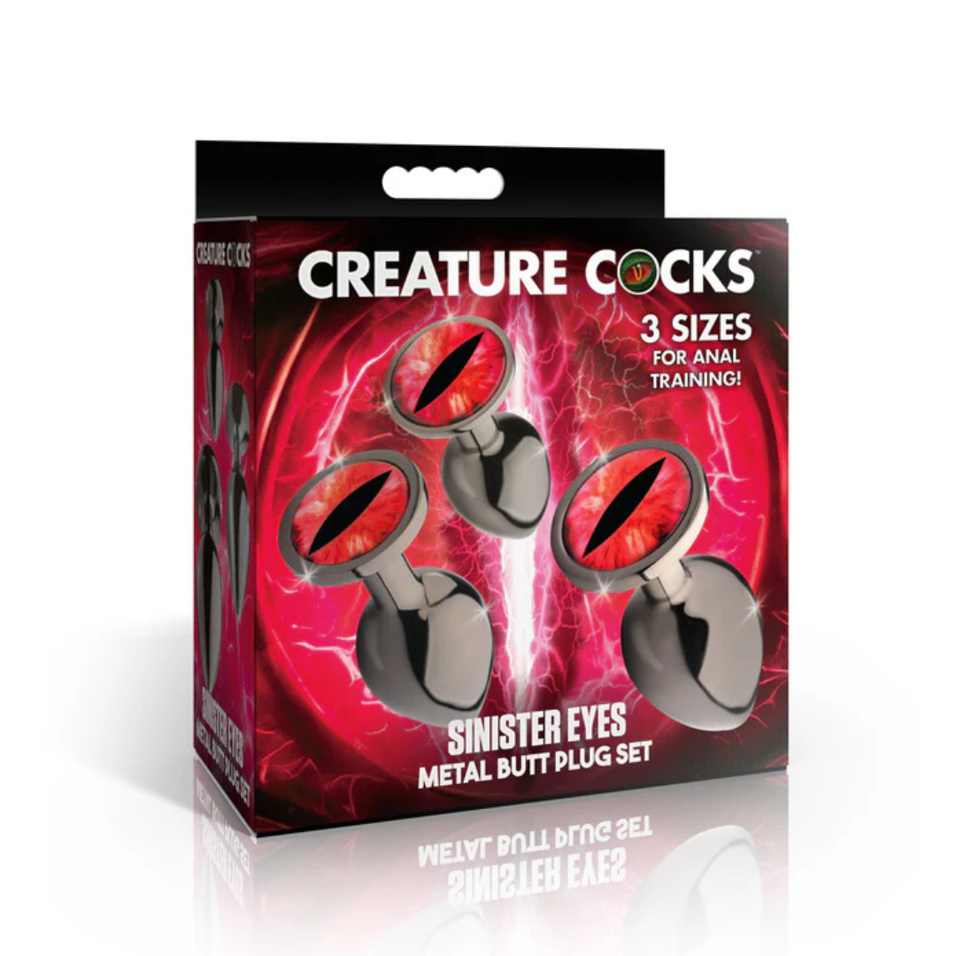 Creature Cocks Sinister Eyes Metal Butt Plug Set – Fantasy-Themed Metal Plugs Default Title > Anal Range > Butt Plug Kits