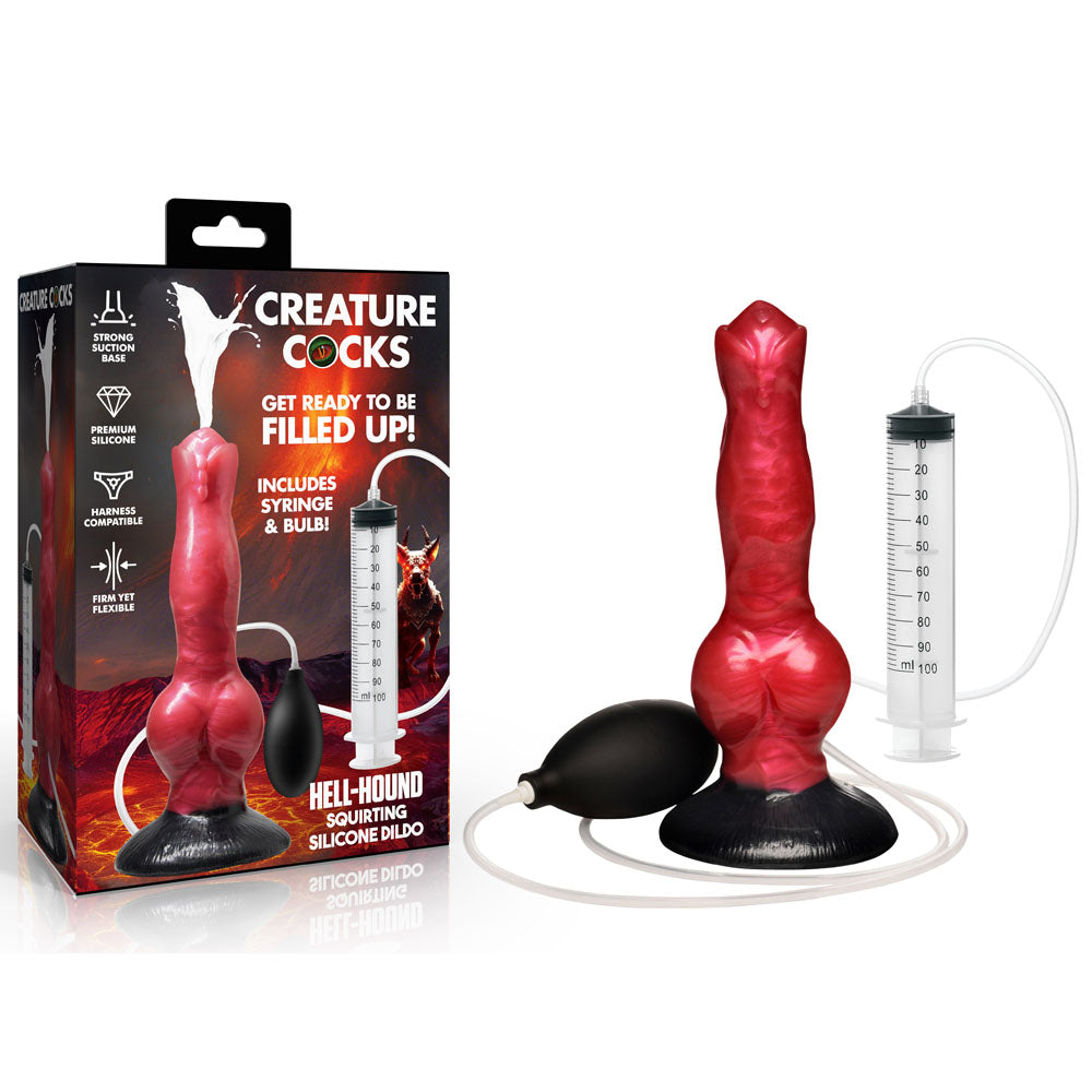 Creature Cocks Hell Hound Squirting Dildo – 19.8 cm Silicone Red > Dildos > Squirting Dildos