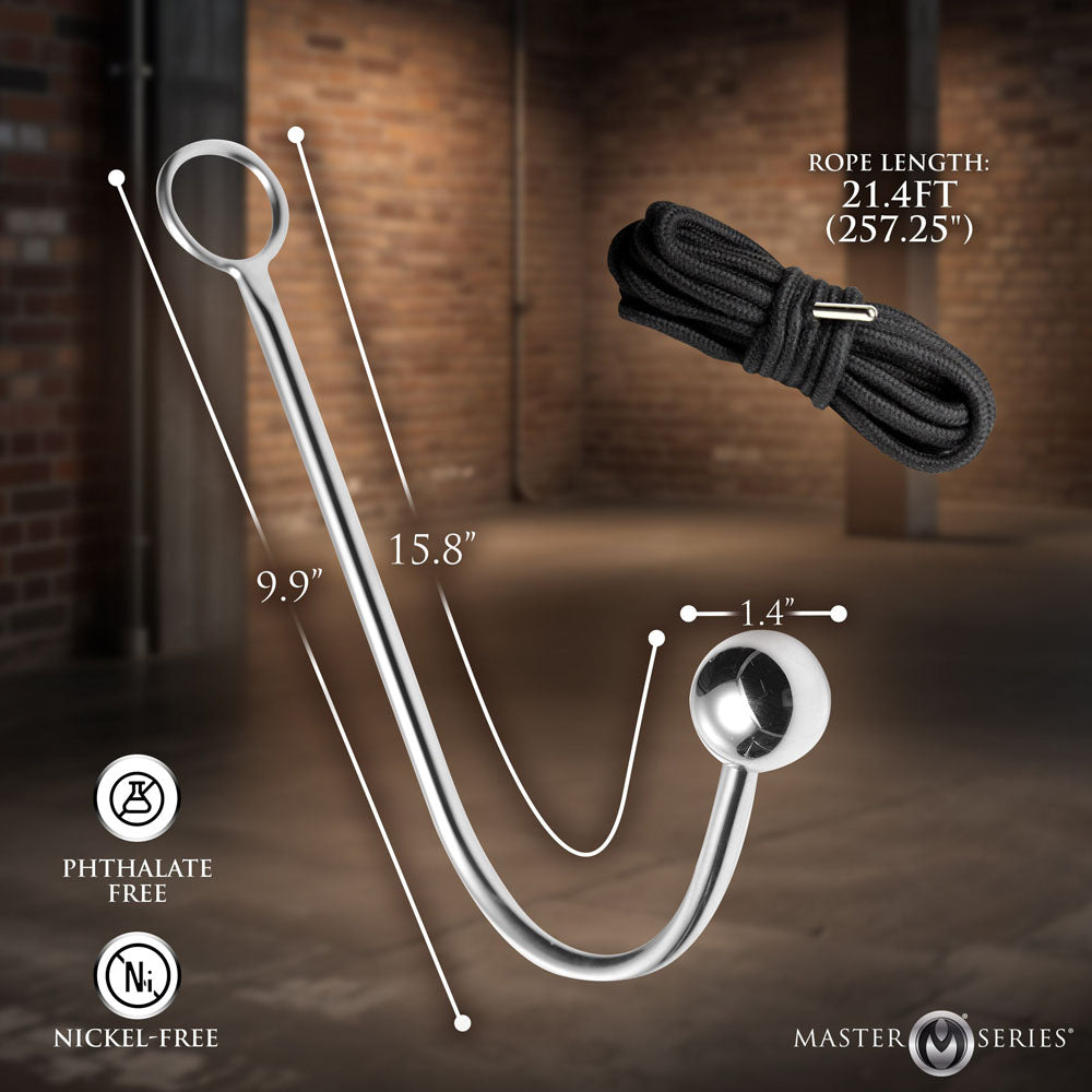 Master Series Roped Metal Anal Hook – Stainless Steel, 3.6cm > Bondage Gear > Medical Instruments