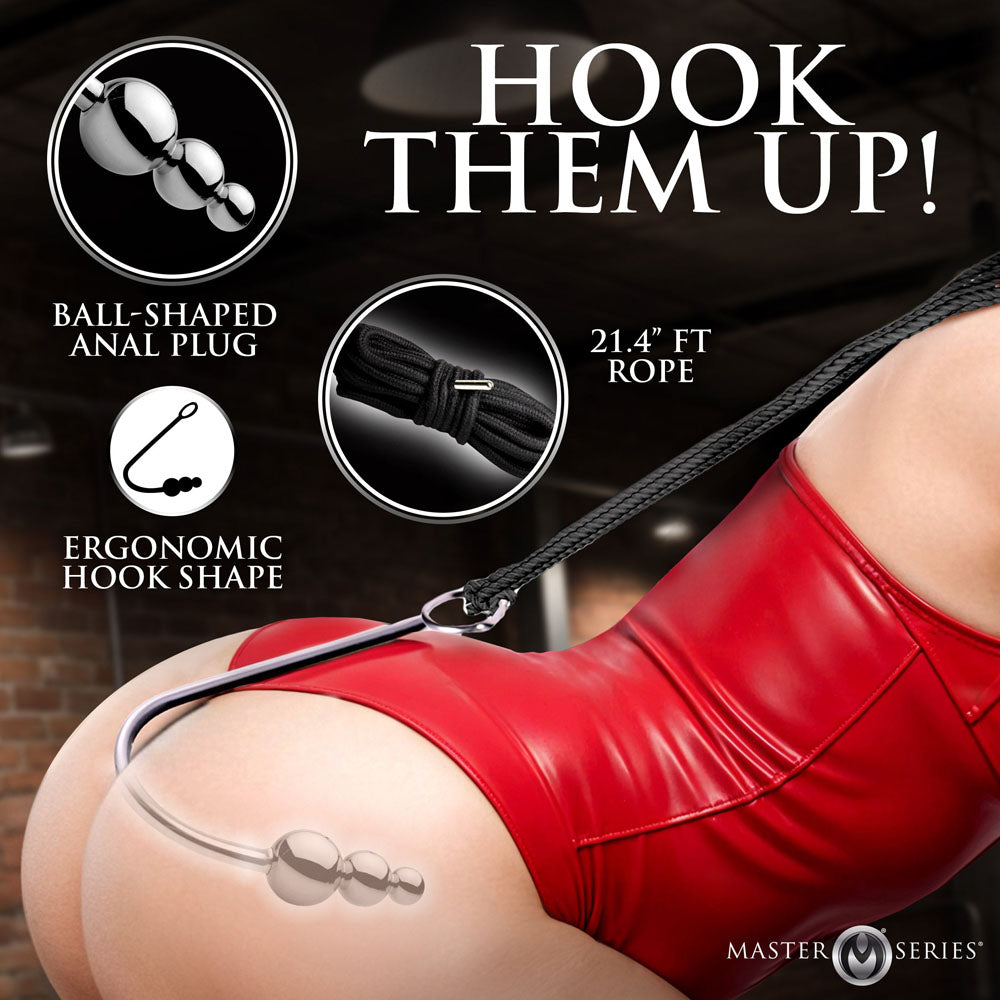 Master Series Roped Beaded Anal Hook – Stainless Steel > Bondage Gear > Medical Instruments