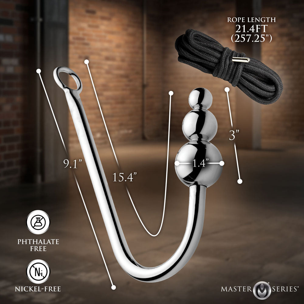 Master Series Roped Beaded Anal Hook – Stainless Steel > Bondage Gear > Medical Instruments