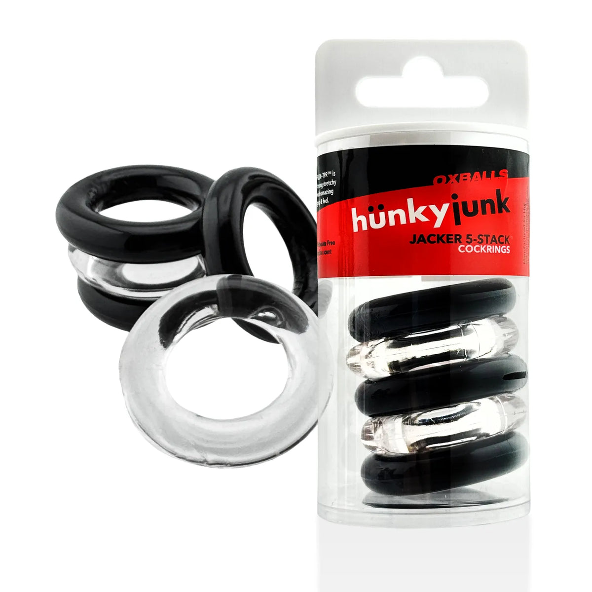 Jacker 5-Stack Five-Pack Tube Super-Strong Cockrings > Cock Ring > Sets