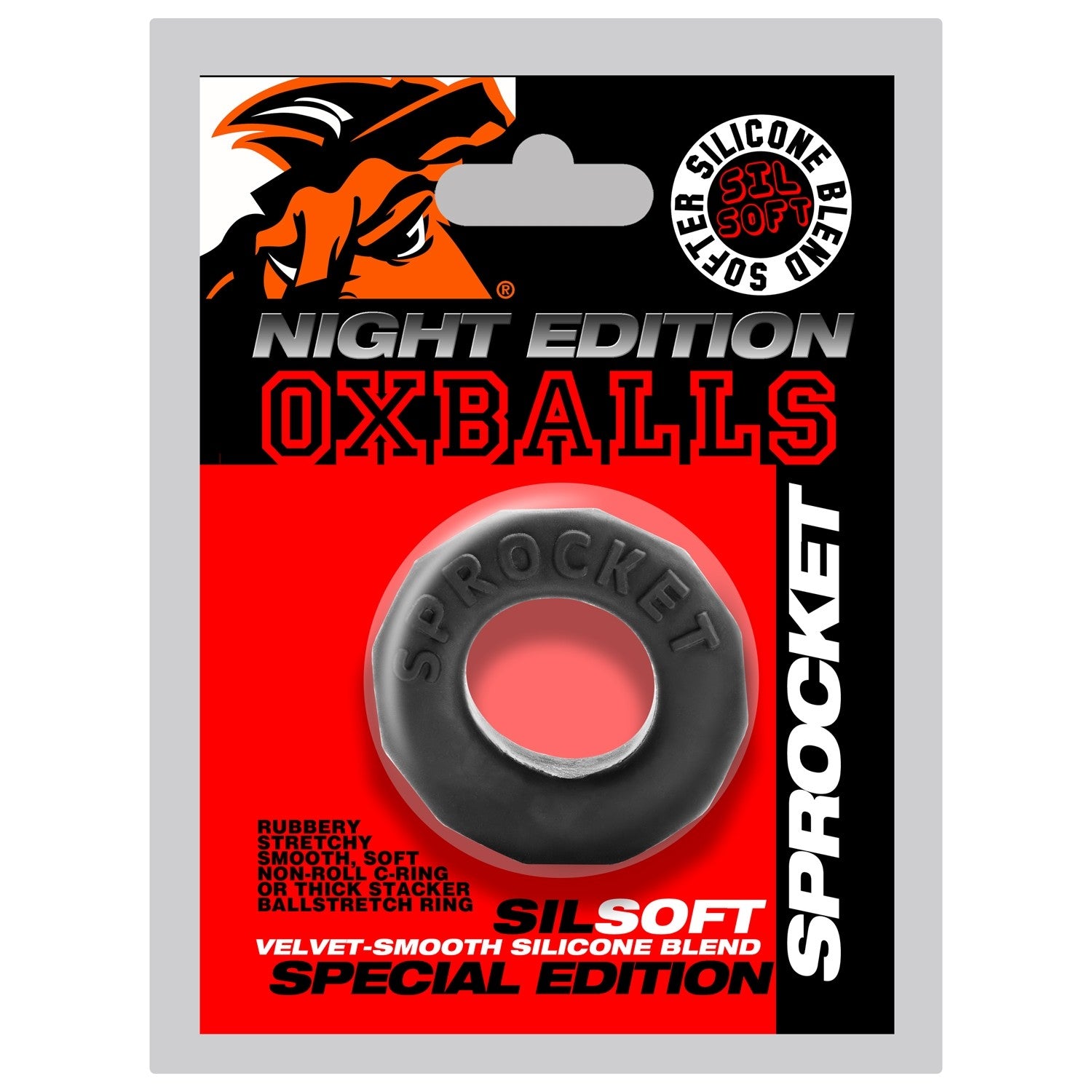 Sprocket Comfort No Roll Cock Ring Night for Enhanced Pleasure and Comfort Black COCK RINGS
