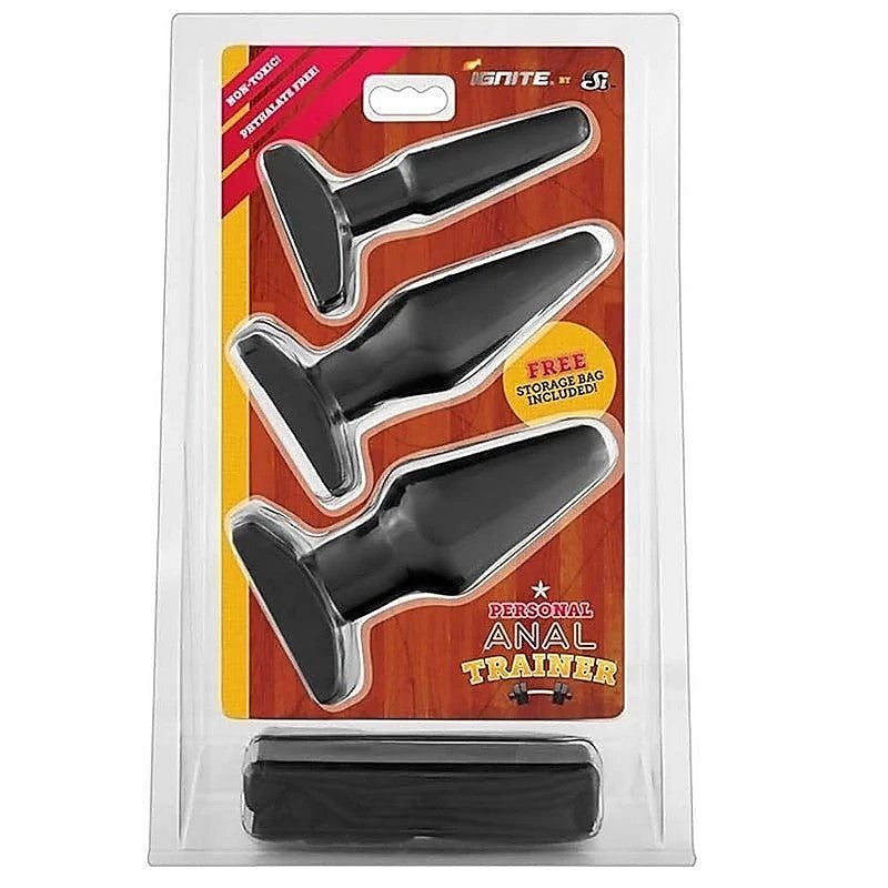 Anal Trainer Kit Black – Three Progressive Sizes Beginner Anal Plugs Set (11.5 cm) Secondary image