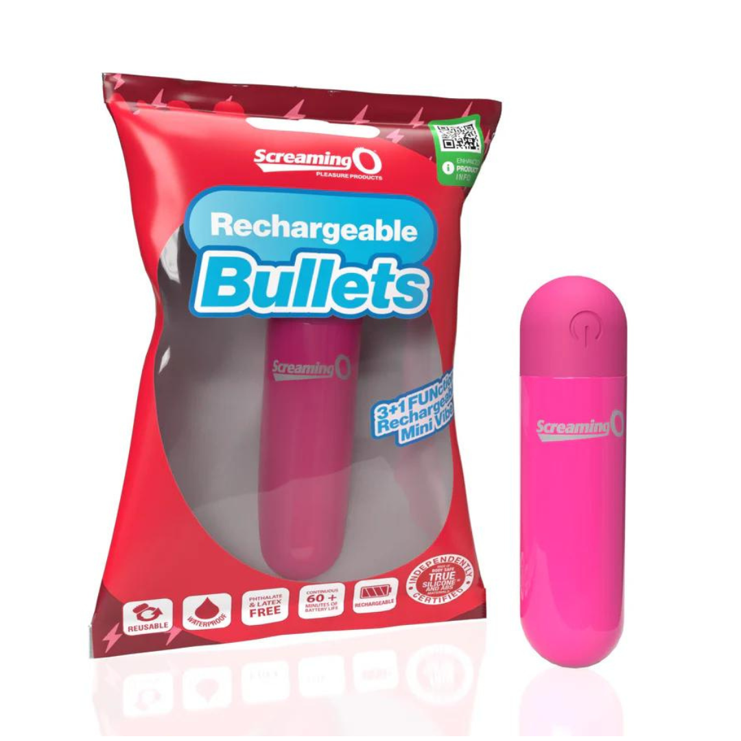 Screaming O Rechargeable Bullets Pink Compact Waterproof Mini Vibrator Pink BULLETS