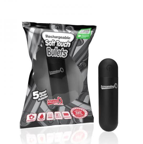 Screaming O Soft Touch Rechargeable Bullets Black Compact Vibrator with 5 Speed and Pulse Functions Black BULLETS