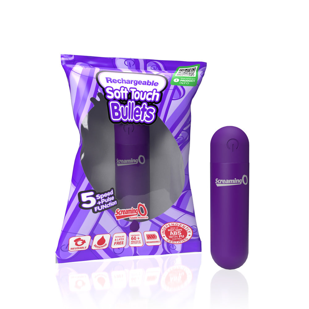 Screaming O Soft Touch Rechargeable Bullet Vibrator Purple Compact Size Waterproof Purple BULLETS