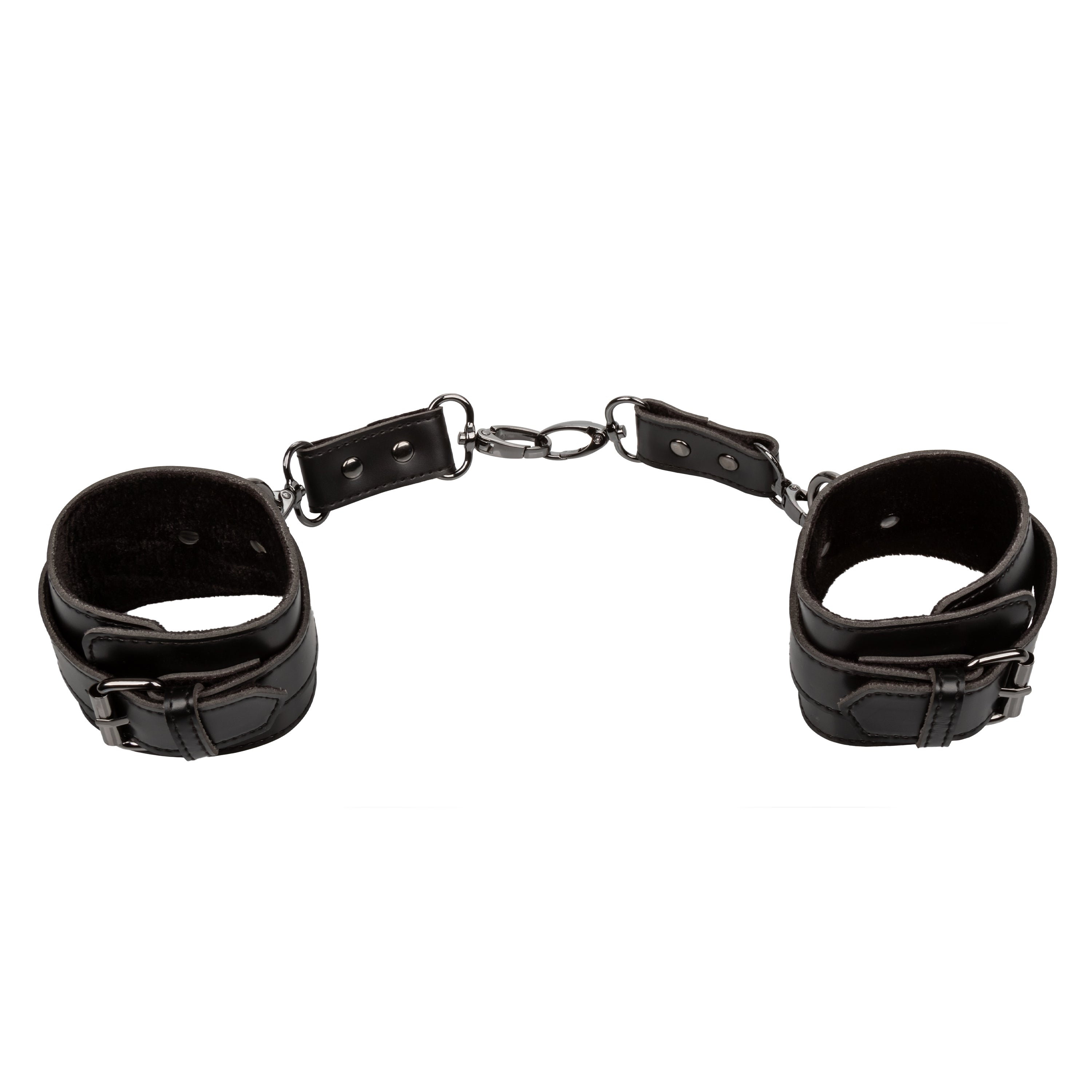 Euphoria Collection Adjustable Black Velvet and Vegan Leather Ankle Cuffs with Metal Clasps 10 Inch Maximum Circumference > Bondage Gear > Restraints
