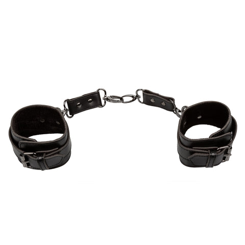 Euphoria Collection Adjustable Black Velvet and Vegan Leather Ankle Cuffs with Metal Clasps 10 Inch Maximum Circumference > Bondage Gear > Restraints
