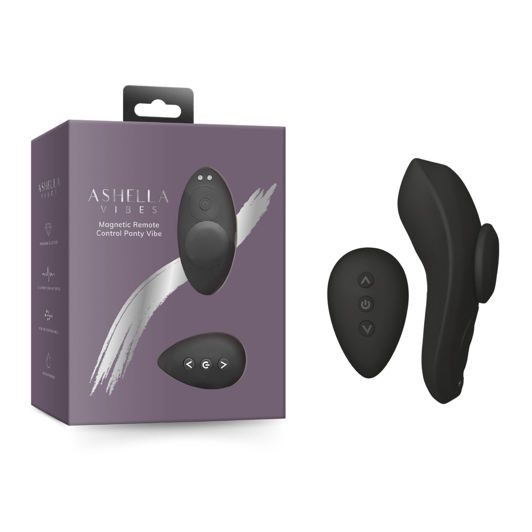 Ashella Vibes Magnetic Remote Control Panty Vibe Black Silicone Waterproof USB Rechargeable Default Title Panty Vibrators