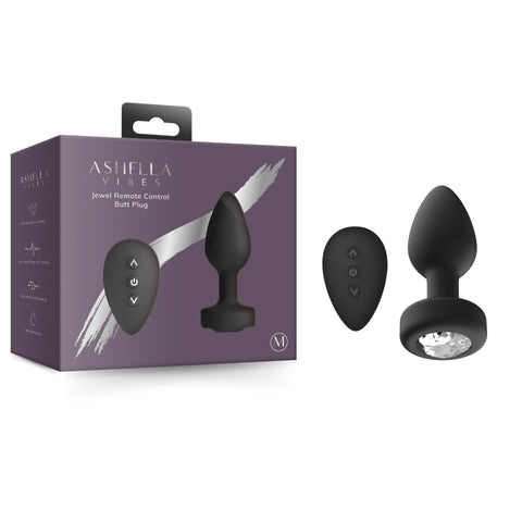 Ashella Vibes Jewel Remote Control Butt Plug Medium Black with and 10 Vibration Patterns Default Title > Anal Range > Jewel Butt Plugs
