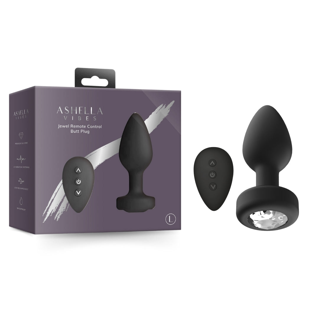 Ashella Vibes Jewel Remote Control Large Black Butt Plug Default Title > Anal Range > Jewel Butt Plugs