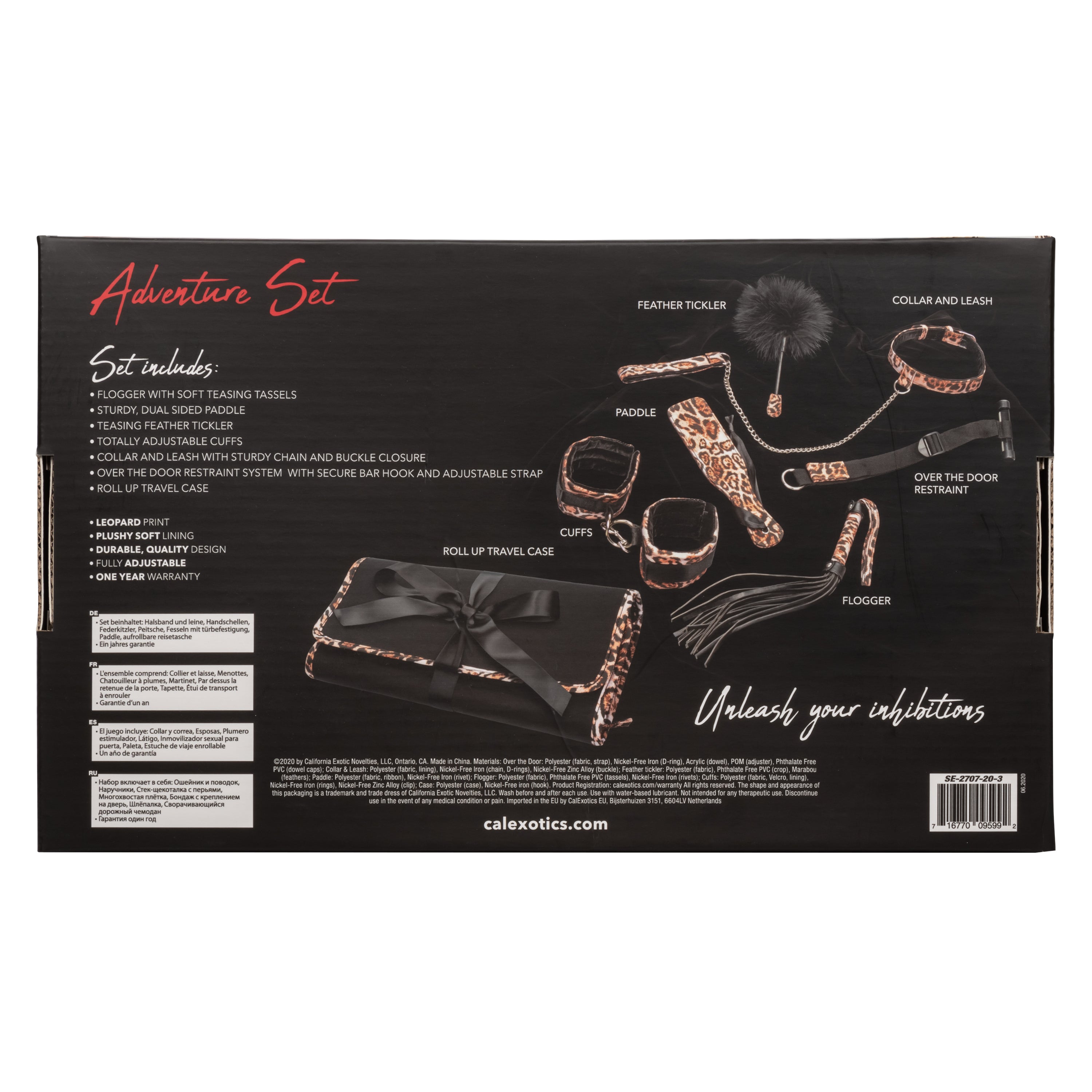 Unleashed Adventure Set 7-Piece Animal Print Faux Leather BDSM Kit with Travel Case > Bondage Gear > Bondage Kits
