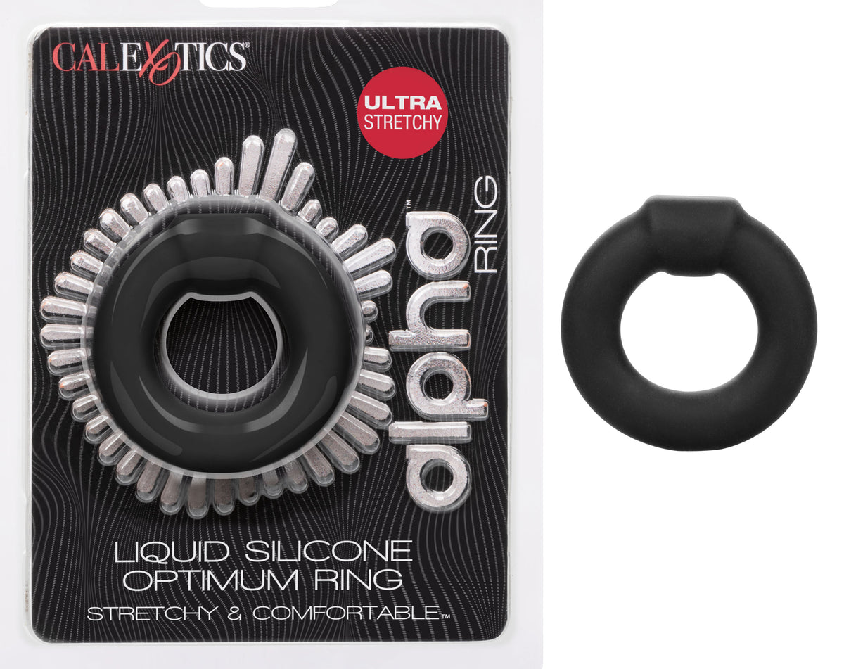 Alpha Liquid Silicone Optimum Ring Ultra Stretchy Black Size Medium > Cock Ring > Single