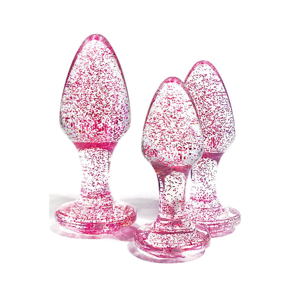 Adam & Eve Glitter Gem 3-Piece Butt Plug Set - Pink Sparkle Secondary image