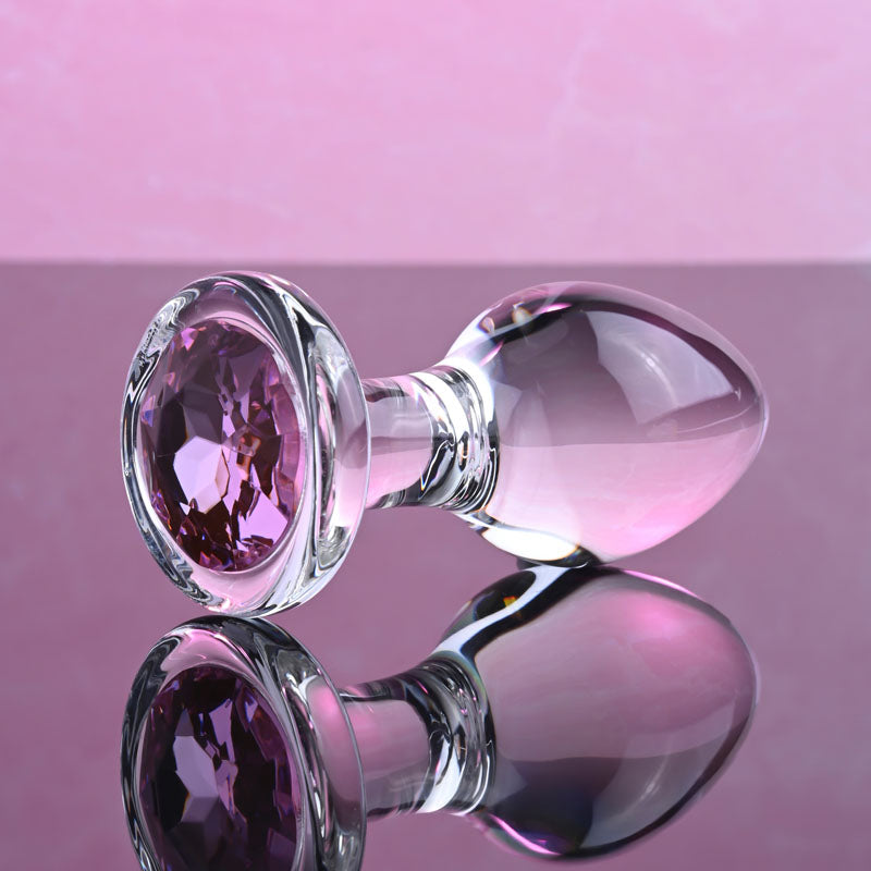 Adam & Eve Pink Gem Glass Plug Medium 8.7 cm Butt Plug GLASS TOYS