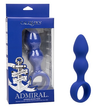 Admiral Advanced Beaded Probe Premium Blue Silicone with Easy-Pull Handle Butt Plugs