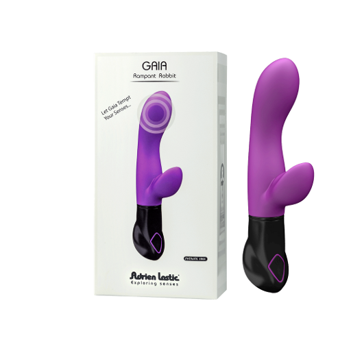 Adrien Lastic Gaia Original Rampant Rabbit Vibrator Purple Silky Soft Silicone with Dual Motors and 8 Vibration Modes VIBRATORS-RABBIT