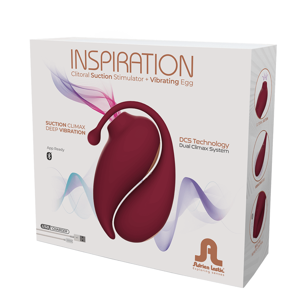 Adrien Lastic Inspiration Clitoral Suction Stimulator and Vibrating Egg with Remote Control in Burgundy STIMULATORS
