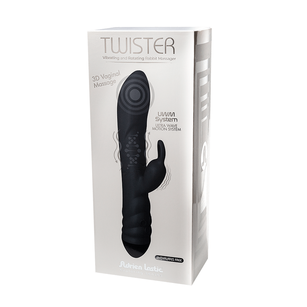 Adrien Lastic Twister Rabbit Massager Black with Ultra Wave Motion System and 3D Vaginal Massage Default Title VIBRATORS-RABBIT