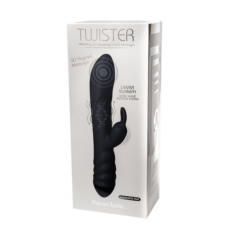 Adrien Lastic Twister Rabbit Massager Black with Ultra Wave Motion System and 3D Vaginal Massage Default Title VIBRATORS-RABBIT