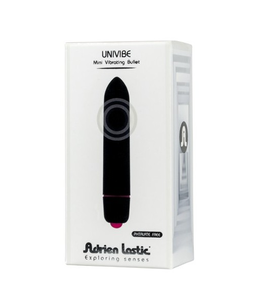 Adrien Lastic Univibe Mini Black Silicone Vibrating Bullet with 10 Modes and AAA Battery Included > Vibrators > Mini Vibrators