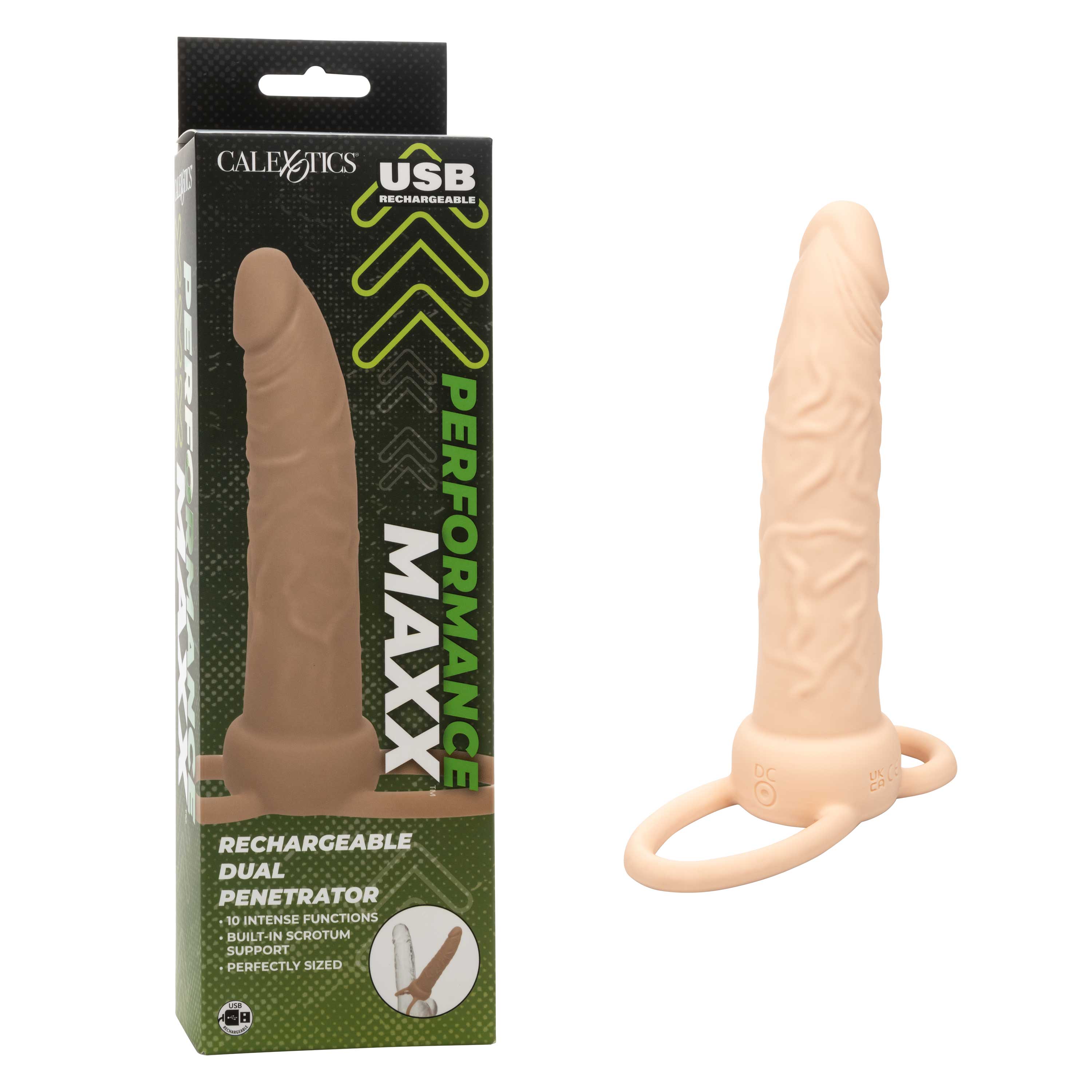 Performance Maxx Dual Penetrator Ivory with 10 Vibration Functions and Dual Support Rings Default Title > Dildos > Neutral Dildos