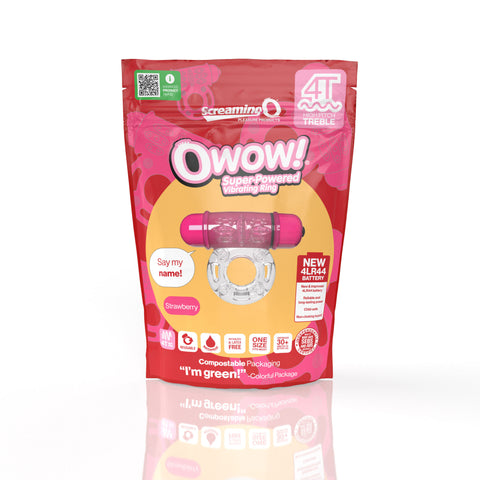 Screaming O 4T OWow Super Powered Vibrating Ring Strawberry Color Body Safe Waterproof > Cock Ring > Vibrating