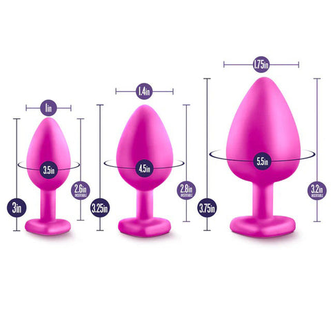 Luxe Bling Plugs Training Kit Pink With White Gems 3 Sizes > Anal Range > Butt Plug Kits