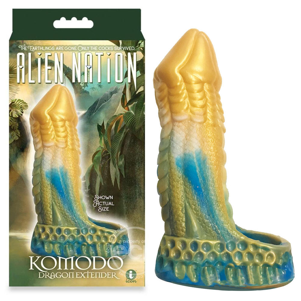Alien Nation Komodo 6.75" inch Blue Gold Penis Extender Fantasy Sleeve > Sex Toys For Men > Penis Sleeves Main image